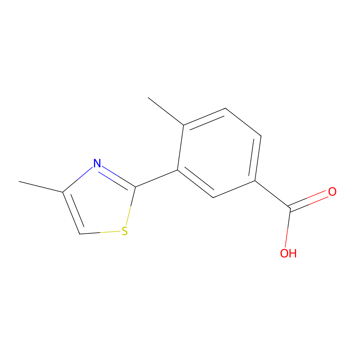 Benzoic acid, 4-methyl-3-(4-methyl-2-thiazolyl)- molecular structure, CAS 35195-80-3