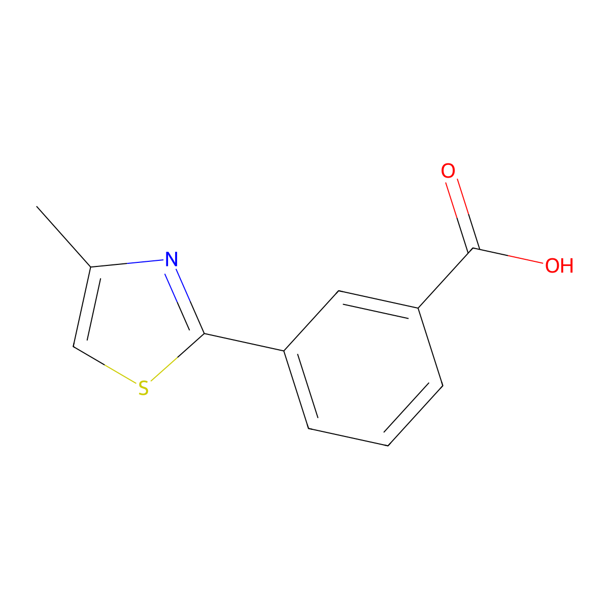 Benzoic acid, 3-(4-methyl-2-thiazolyl)- molecular structure, CAS 35195-86-9