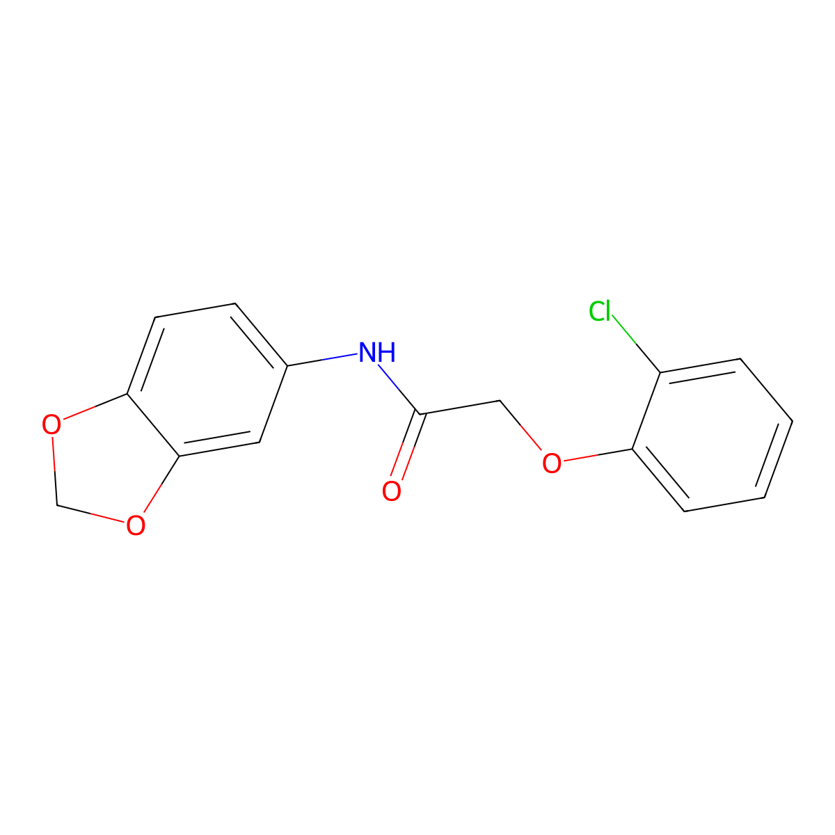N-(1,3-benzodioxol-5-yl)-2-(2-chlorophenoxy)acetamide molecular structure, CAS 351975-98-9