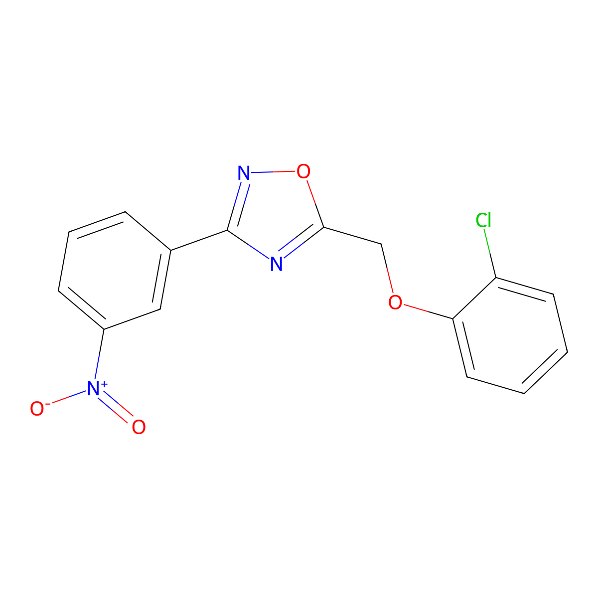 5-[(2-Chlorophenoxy)methyl]-3-(3-nitrophenyl)-1,2,4-oxadiazole molecular structure, CAS 351976-23-3