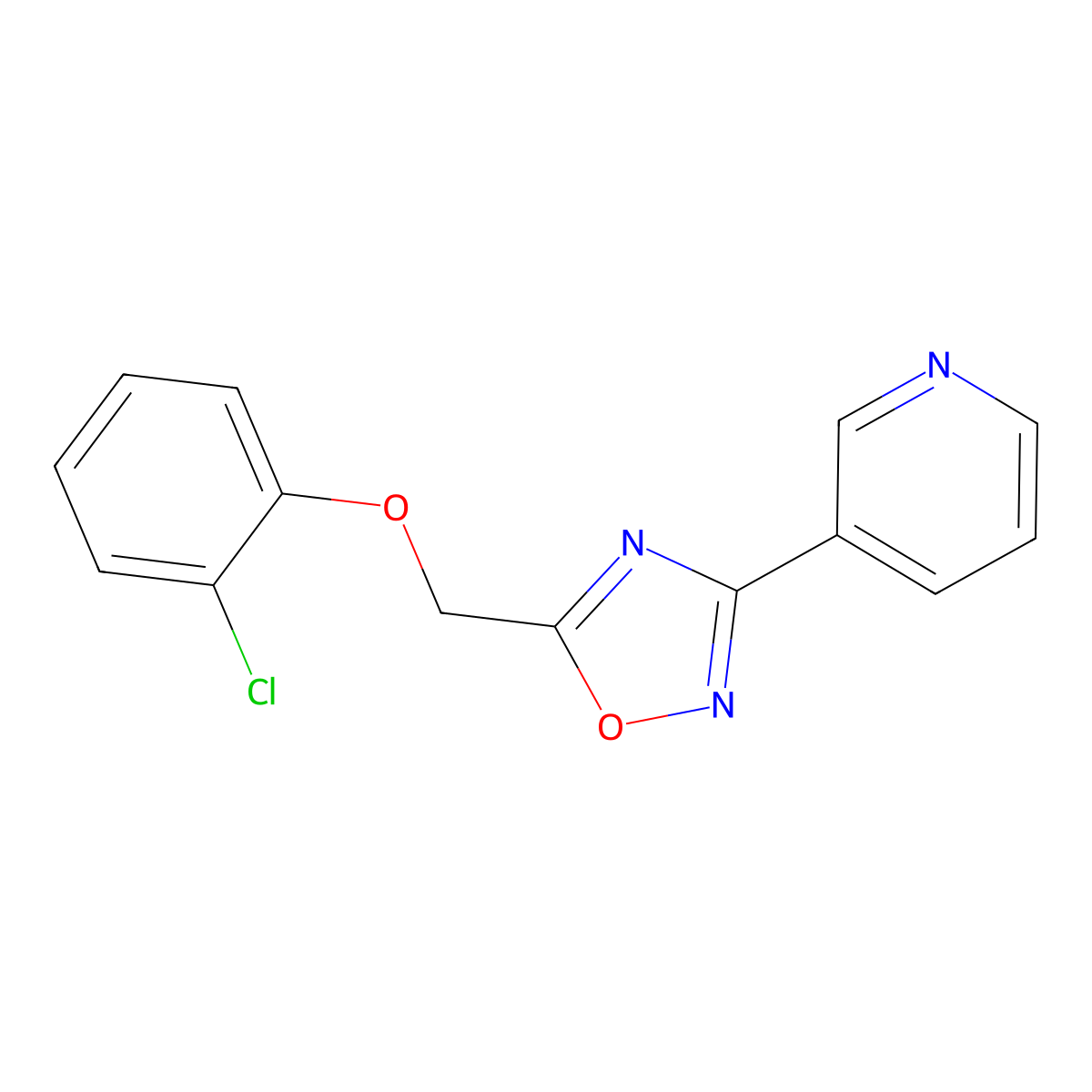 5-[(2-Chlorophenoxy)methyl]-3-pyridin-3-yl-1,2,4-oxadiazole molecular structure, CAS 351976-26-6