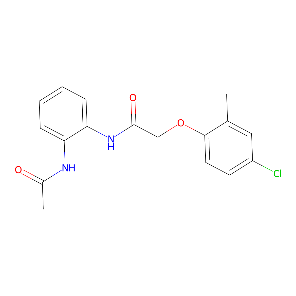 N-(2-acetamidophenyl)-2-(4-chloro-2-methylphenoxy)acetamide molecular structure, CAS 351976-62-0
