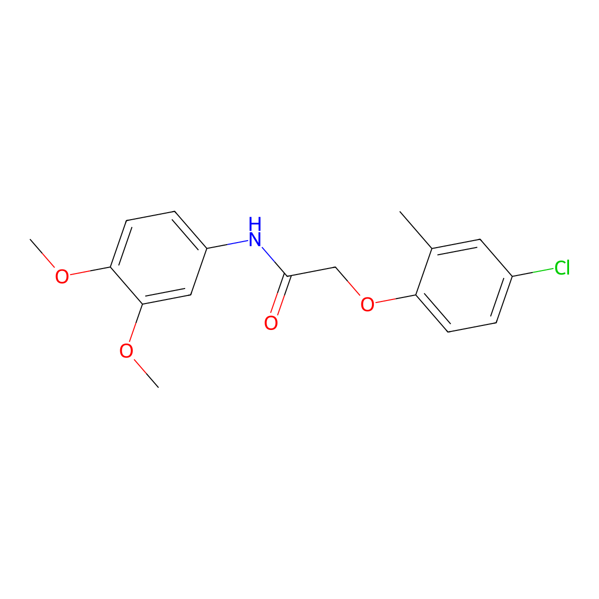2-(4-chloro-2-methylphenoxy)-N-(3,4-dimethoxyphenyl)acetamide molecular structure, CAS 351976-86-8
