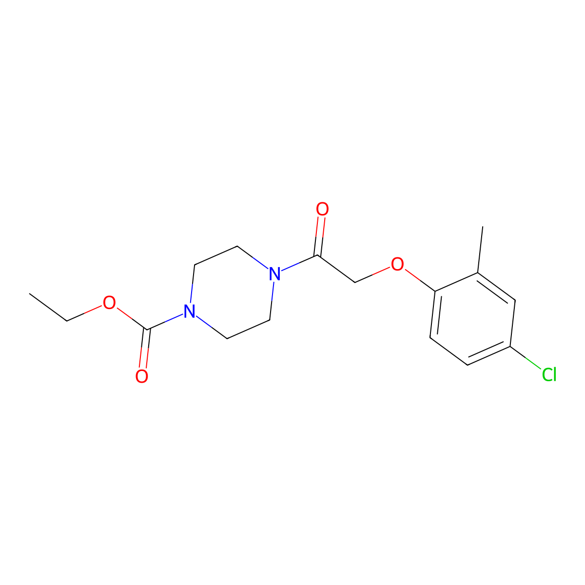 Ethyl 4-[2-(4-chloro-2-methylphenoxy)acetyl]piperazine-1-carboxylate molecular structure, CAS 351976-89-1