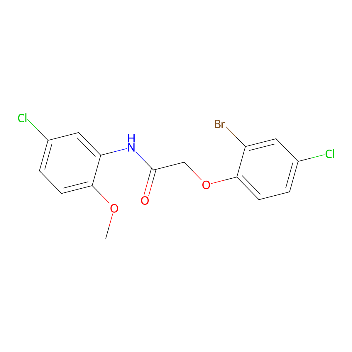 2-(2-bromo-4-chlorophenoxy)-N-(5-chloro-2-methoxyphenyl)acetamide molecular structure, CAS 351977-41-8