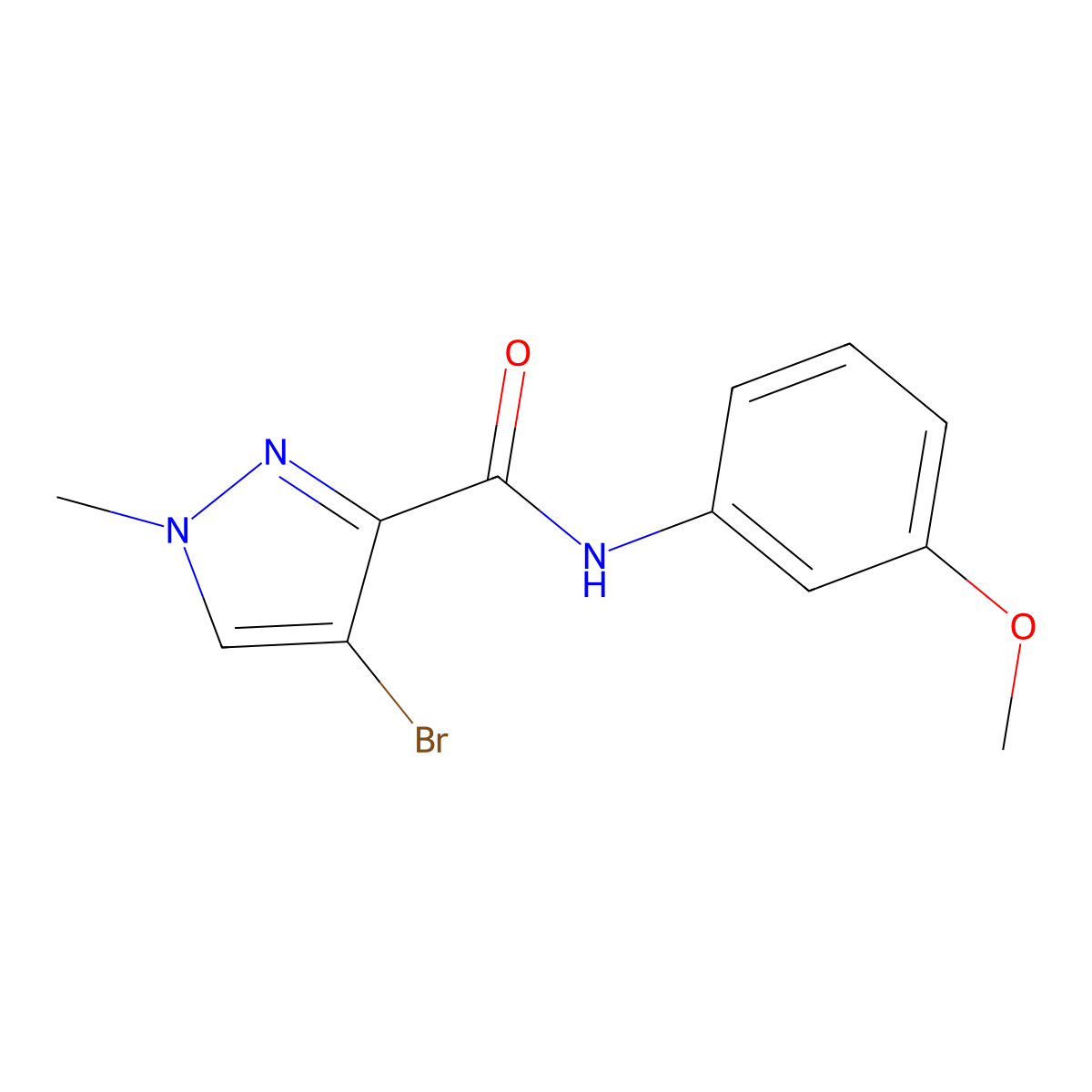 4-bromo-N-(3-methoxyphenyl)-1-methyl-1H-pyrazole-3-carboxamide molecular structure, CAS 351977-65-6
