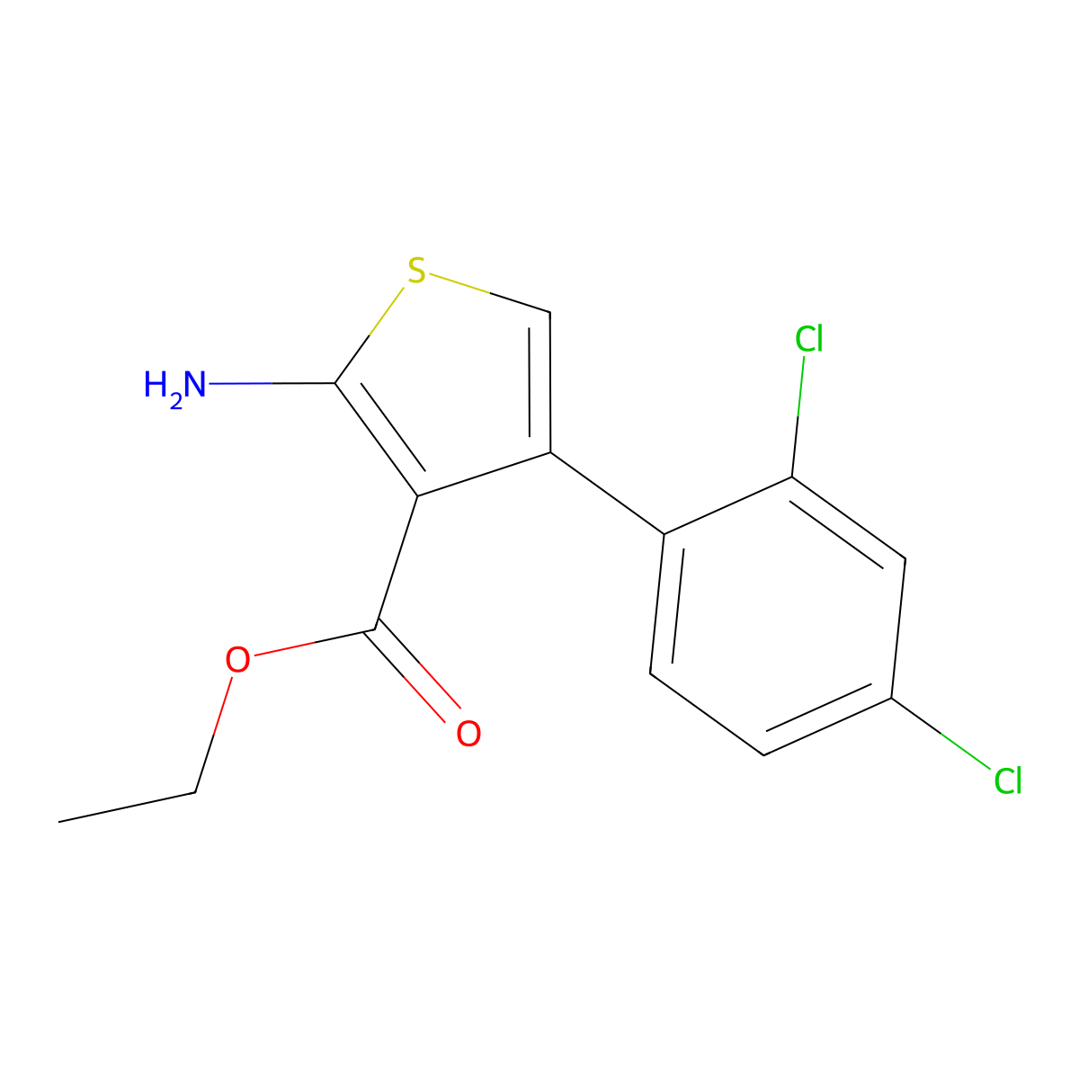 Ethyl 2-amino-4-(2,4-dichlorophenyl)thiophene-3-carboxylate molecular structure, CAS 351977-69-0