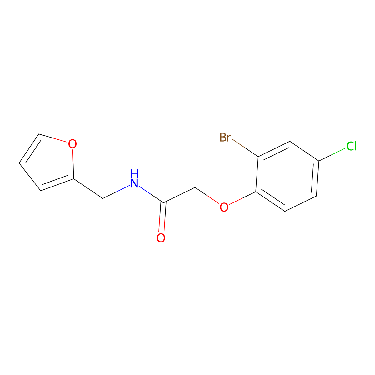2-(2-bromo-4-chlorophenoxy)-N-(furan-2-ylmethyl)acetamide molecular structure, CAS 351977-76-9