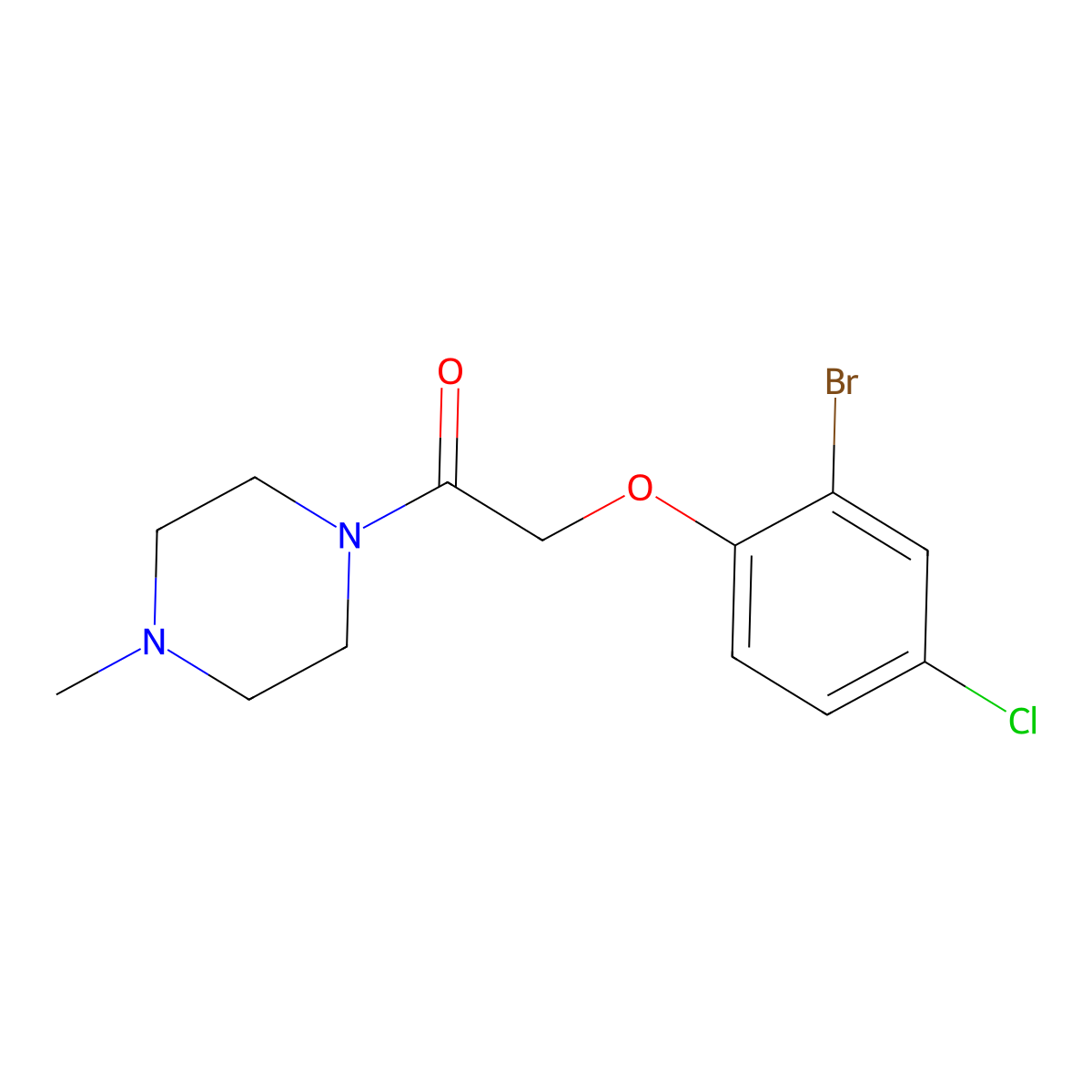 2-(2-Bromo-4-chlorophenoxy)-1-(4-methylpiperazin-1-yl)ethanone molecular structure, CAS 351977-91-8
