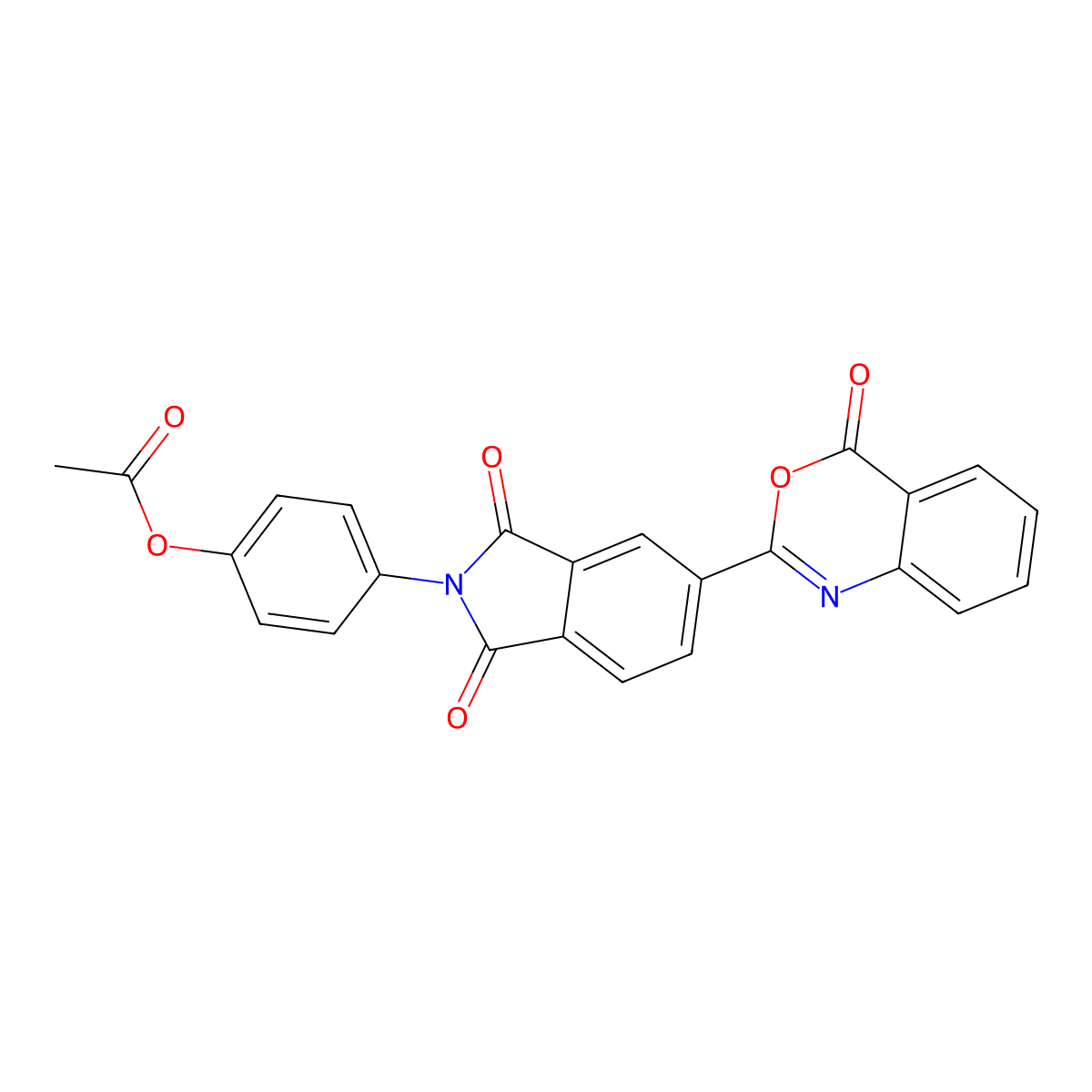 4-[1,3-dioxo-5-(4-oxo-4H-3,1-benzoxazin-2-yl)-1,3-dihydro-2H-isoindol-2-yl]phenyl acetate molecular structure, CAS 351978-20-6