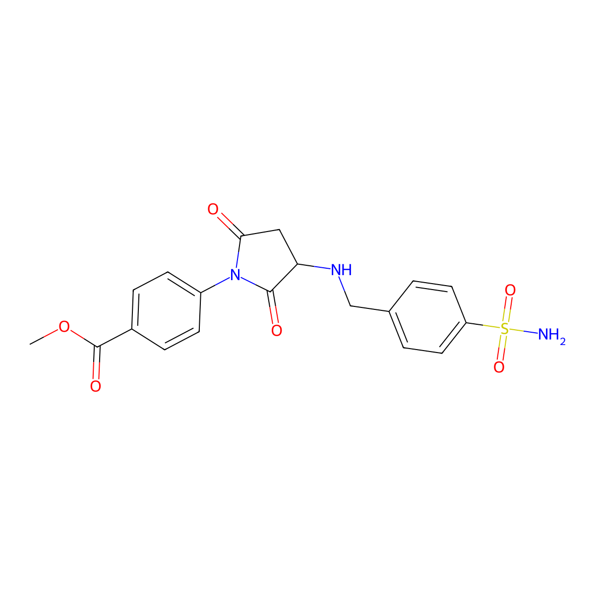 Methyl 4-(2,5-dioxo-3-((4-sulfamoylbenzyl)amino)pyrrolidin-1-yl)benzoate molecular structure, CAS 351978-72-8