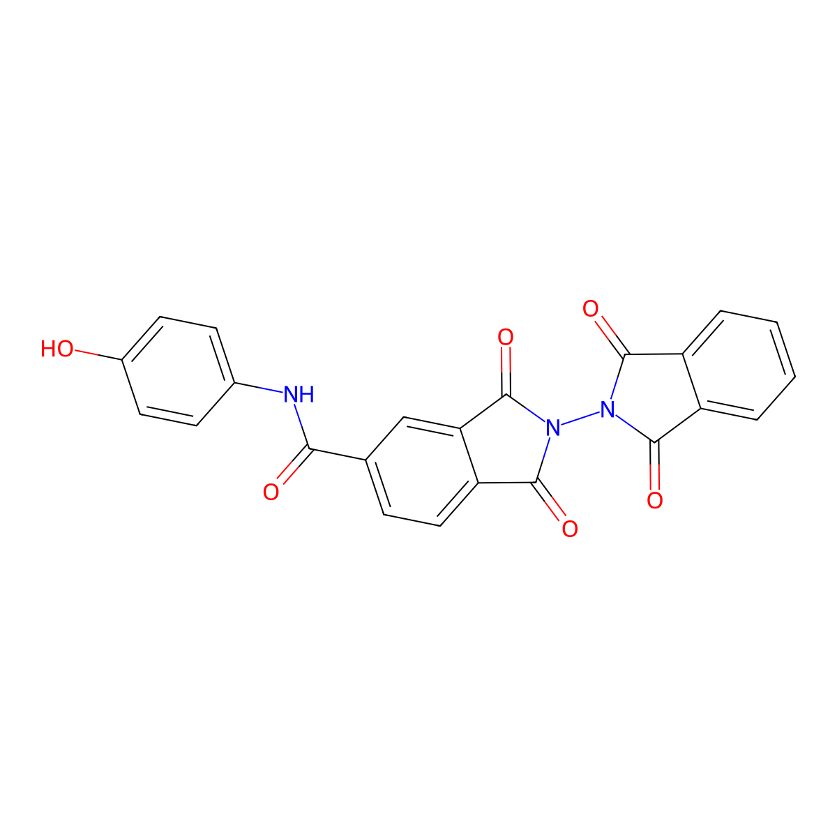 2-(1,3-dioxoisoindol-2-yl)-N-(4-hydroxyphenyl)-1,3-dioxoisoindole-5-carboxamide molecular structure, CAS 351979-86-7