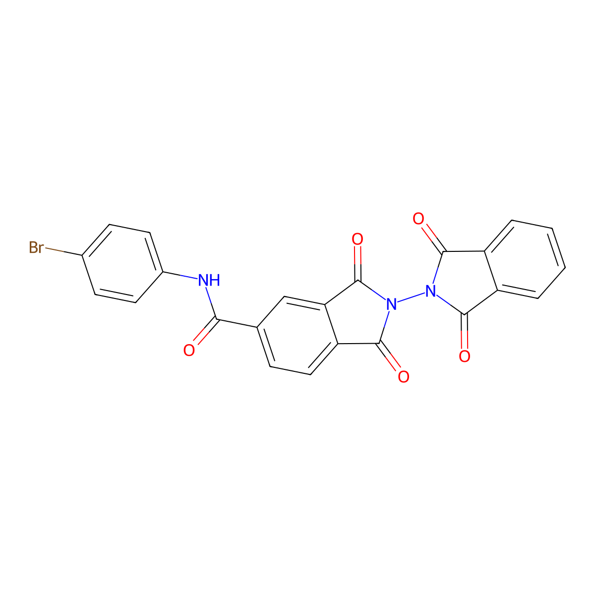 N-(4-bromophenyl)-2-(1,3-dioxoisoindol-2-yl)-1,3-dioxoisoindole-5-carboxamide molecular structure, CAS 351979-90-3