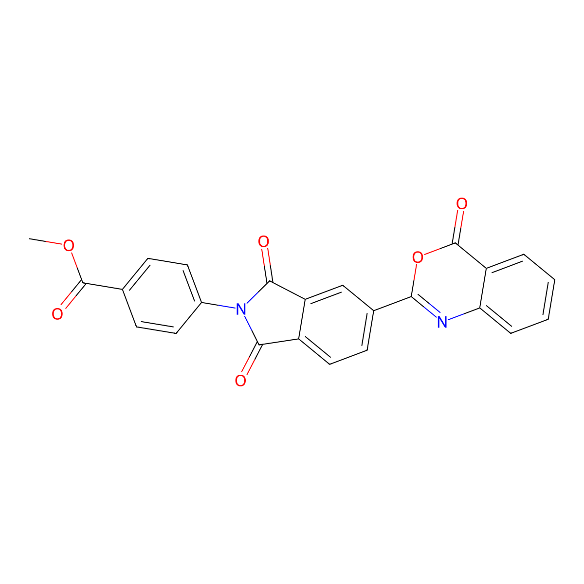 methyl 4-(1,3-dioxo-5-(4-oxo-4H-benzo[d][1,3]oxazin-2-yl)isoindolin-2-yl)benzoate molecular structure, CAS 351980-44-4