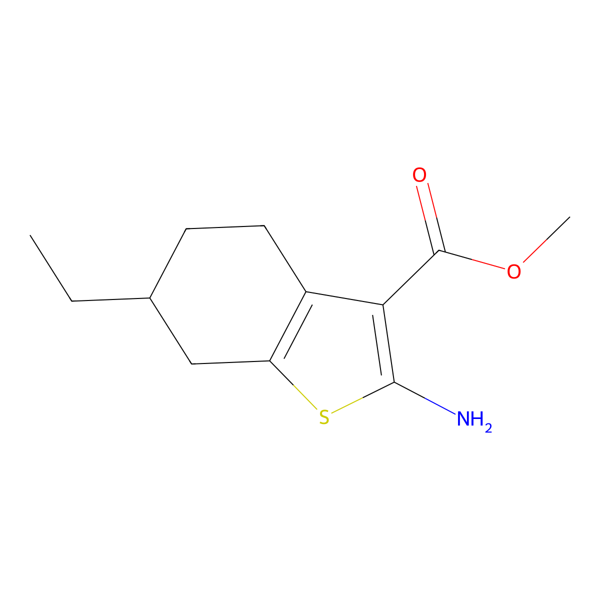 Methyl 2-amino-6-ethyl-4,5,6,7-tetrahydro-1-benzothiophene-3-carboxylate molecular structure, CAS 351980-88-6