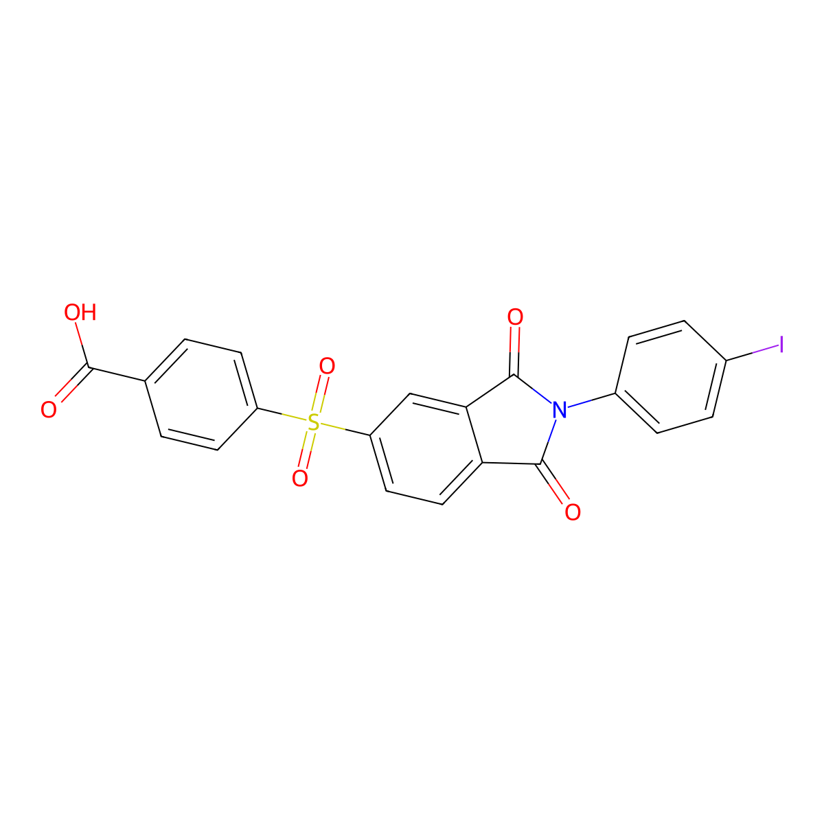 4-{[2-(4-iodophenyl)-1,3-dioxo-2,3-dihydro-1H-isoindol-5-yl]sulfonyl}benzoic acid molecular structure, CAS 351981-27-6