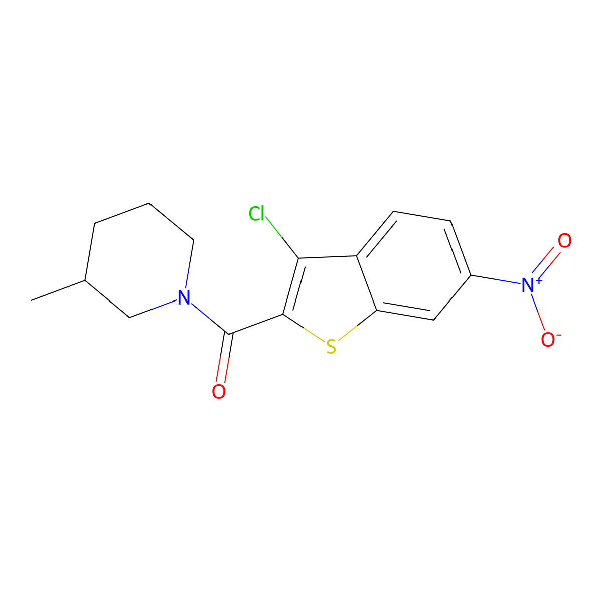 1-({3-Chloro-6-nitro-1-benzothien-2-yl}carbonyl)-3-methylpiperidine molecular structure, CAS 351981-95-8