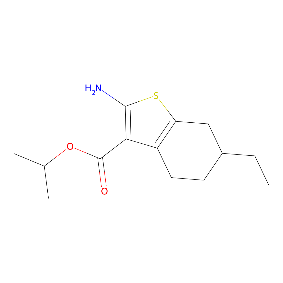 Isopropyl 2-amino-6-ethyl-4,5,6,7-tetrahydro-1-benzothiophene-3-carboxylate molecular structure, CAS 351981-99-2
