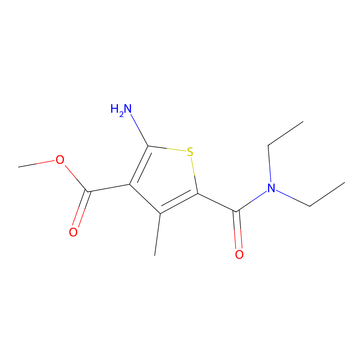 Methyl 2-amino-5-(diethylcarbamoyl)-4-methylthiophene-3-carboxylate molecular structure, CAS 351982-89-3