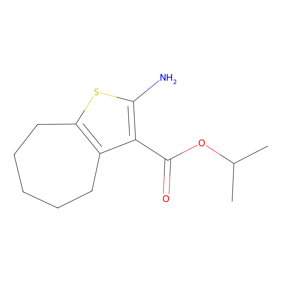 isopropyl 2-amino-5,6,7,8-tetrahydro-4H-cyclohepta[b]thiophene-3-carboxylate molecular structure, CAS 351983-32-9