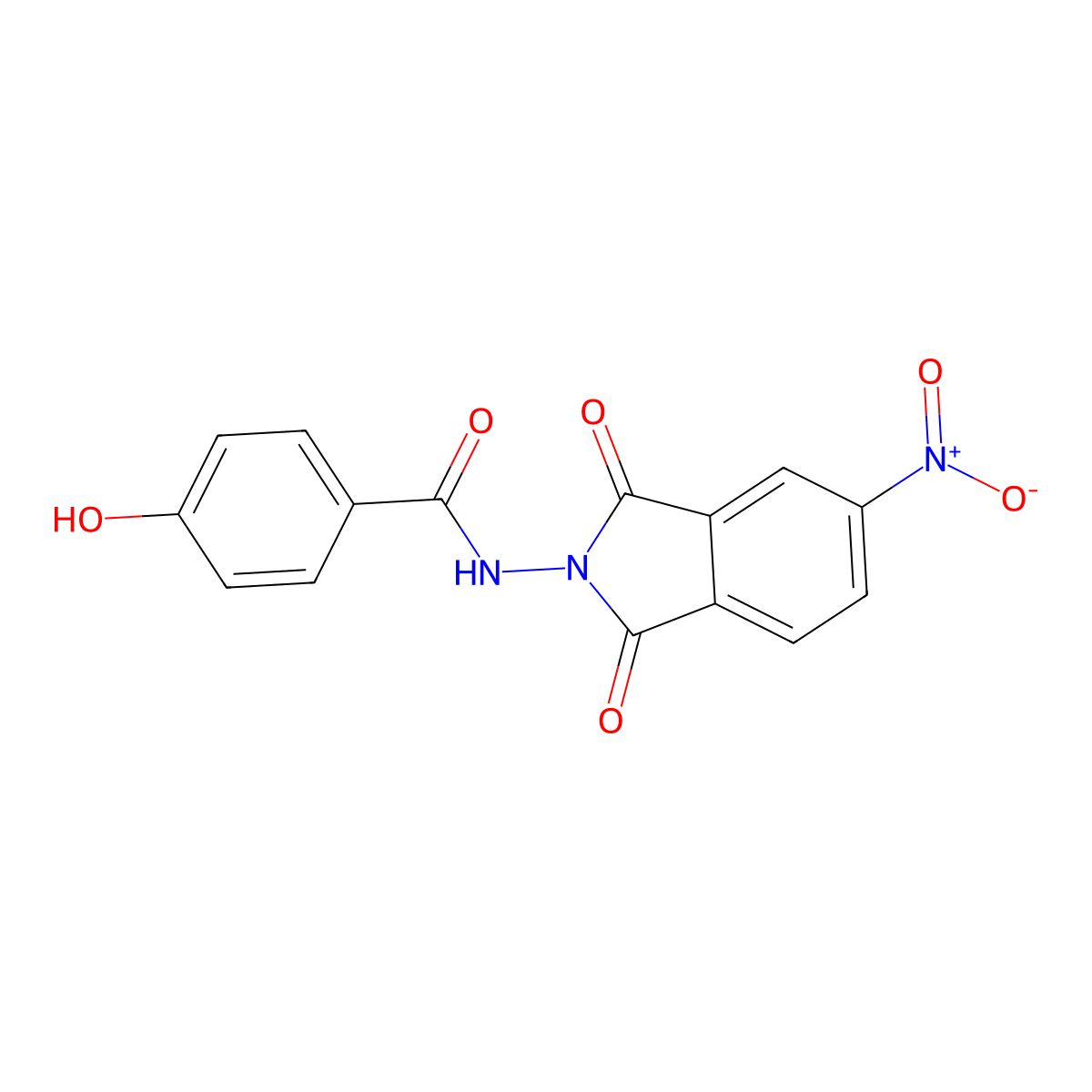 4-hydroxy-N-(5-nitro-1,3-dioxoisoindol-2-yl)benzamide molecular structure, CAS 351983-40-9