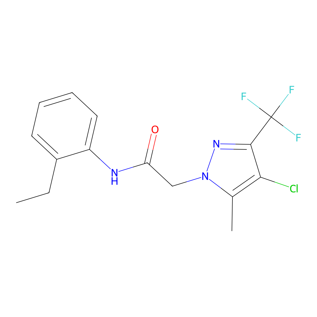 2-[4-chloro-5-methyl-3-(trifluoromethyl)pyrazol-1-yl]-N-(2-ethylphenyl)acetamide molecular structure, CAS 351986-29-3