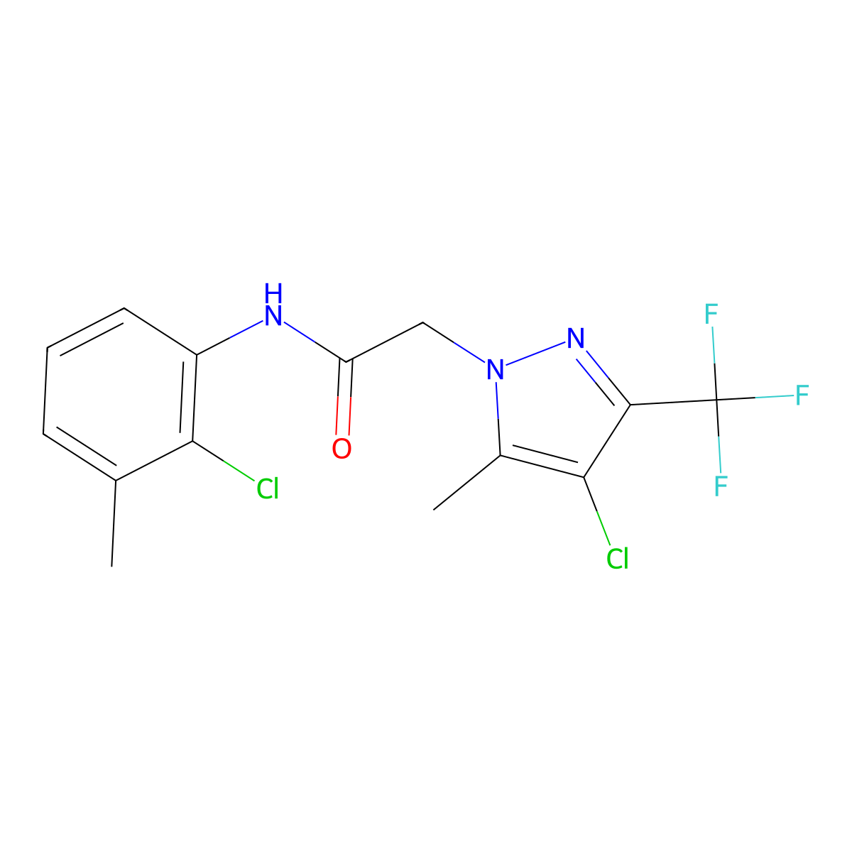 N-(2-chloro-3-methylphenyl)-2-[4-chloro-5-methyl-3-(trifluoromethyl)pyrazol-1-yl]acetamide molecular structure, CAS 351986-33-9