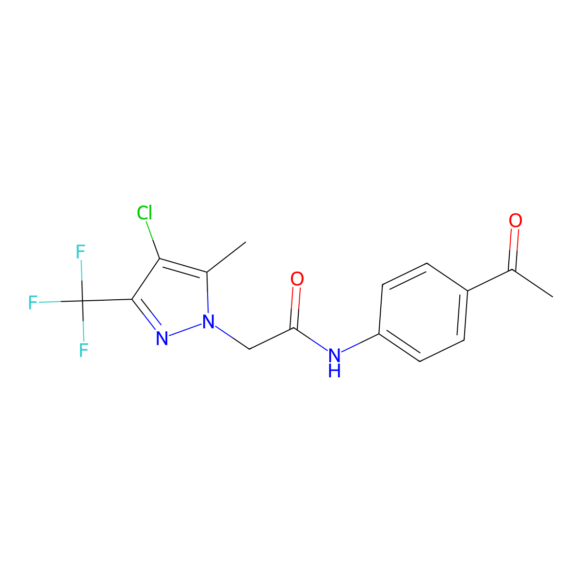 N-(4-acetylphenyl)-2-[4-chloro-5-methyl-3-(trifluoromethyl)-1H-pyrazol-1-yl]acetamide molecular structure, CAS 351986-54-4