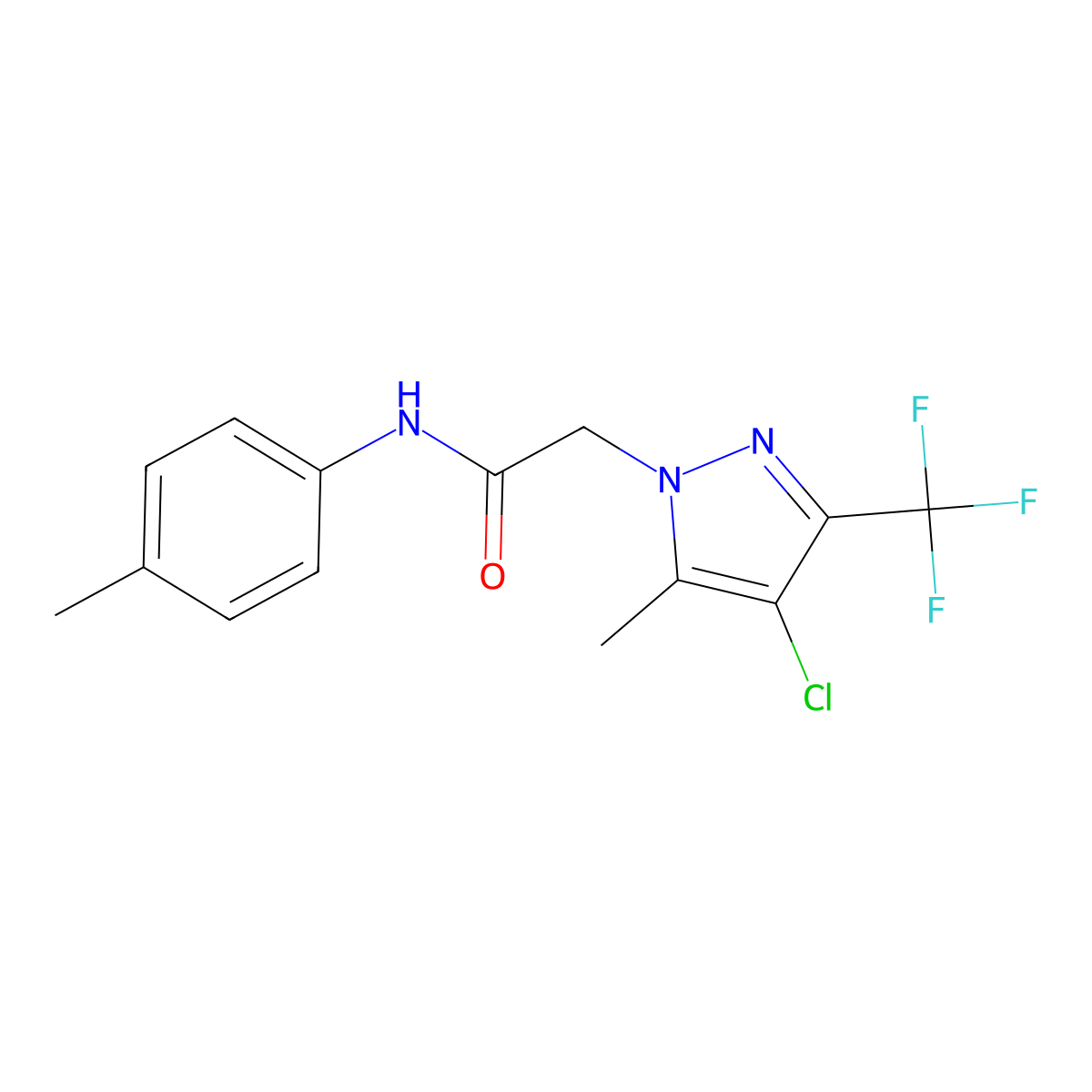 2-[4-chloro-5-methyl-3-(trifluoromethyl)-1H-pyrazol-1-yl]-N-(4-methylphenyl)acetamide molecular structure, CAS 351986-59-9