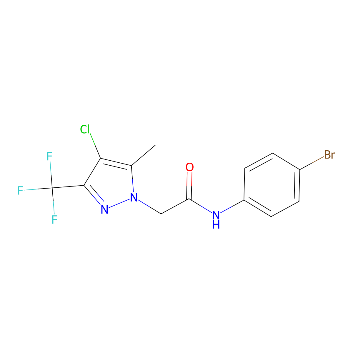 N-(4-bromophenyl)-2-[4-chloro-5-methyl-3-(trifluoromethyl)-1H-pyrazol-1-yl]acetamide molecular structure, CAS 351987-02-5