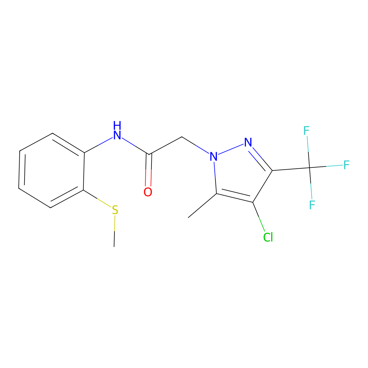 2-[4-chloro-5-methyl-3-(trifluoromethyl)pyrazol-1-yl]-N-(2-methylsulfanylphenyl)acetamide molecular structure, CAS 351987-16-1