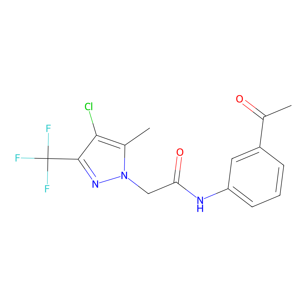 N-(3-acetylphenyl)-2-[4-chloro-5-methyl-3-(trifluoromethyl)-1H-pyrazol-1-yl]acetamide molecular structure, CAS 351987-61-6