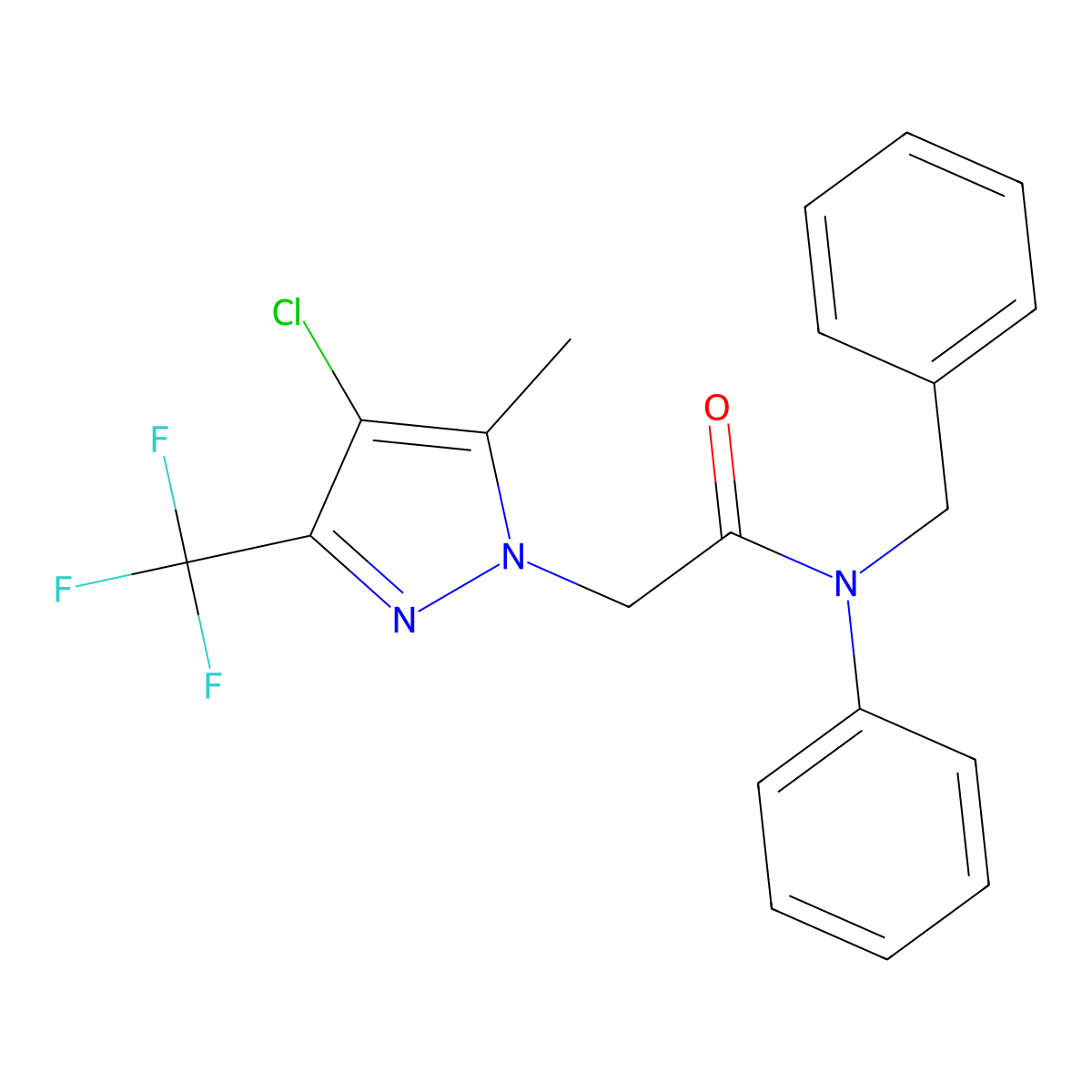 N-benzyl-2-[4-chloro-5-methyl-3-(trifluoromethyl)-1H-pyrazol-1-yl]-N-phenylacetamide molecular structure, CAS 351987-70-7