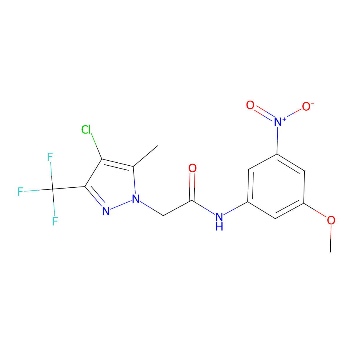 2-[4-chloro-5-methyl-3-(trifluoromethyl)pyrazol-1-yl]-N-(3-methoxy-5-nitrophenyl)acetamide molecular structure, CAS 351987-74-1