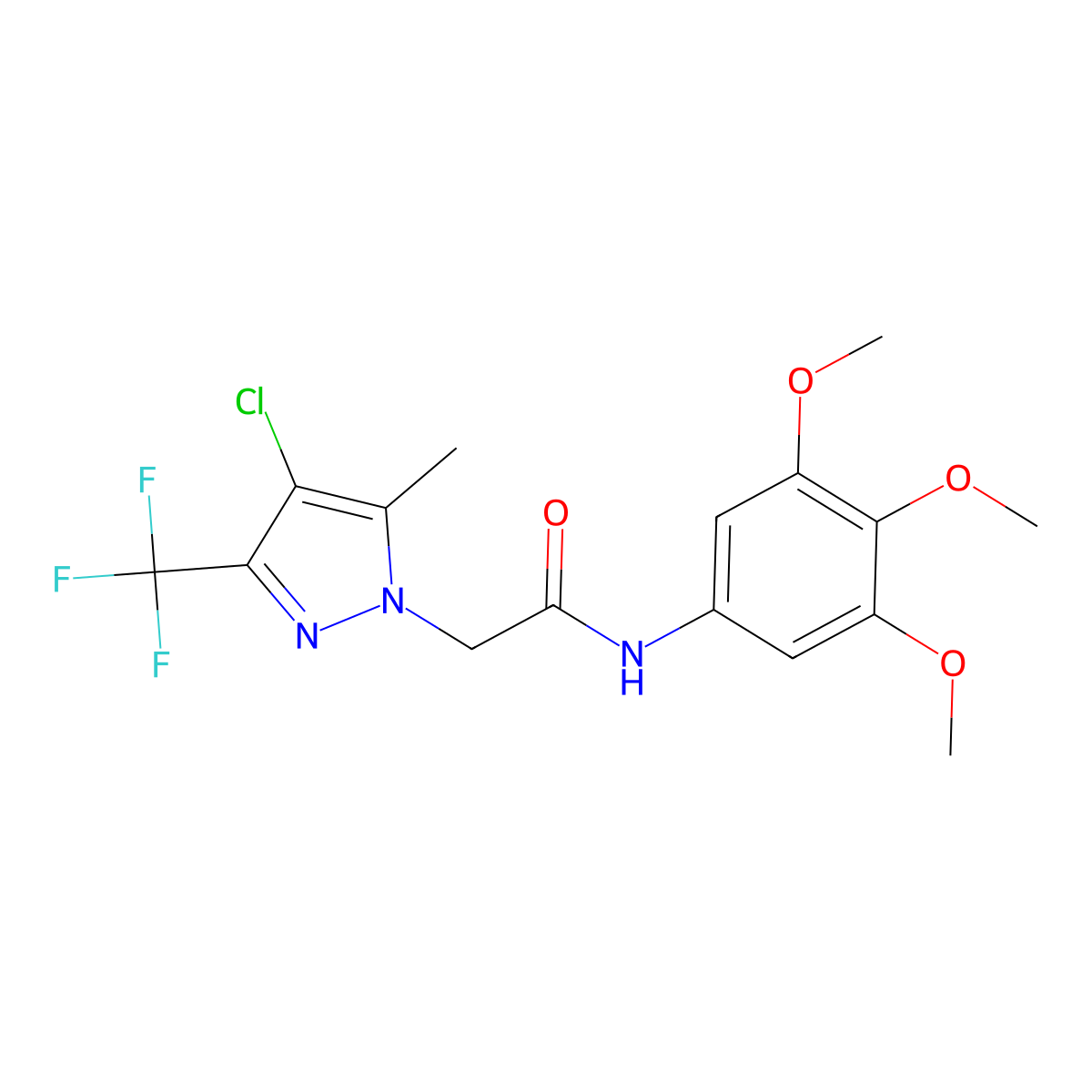 2-[4-chloro-5-methyl-3-(trifluoromethyl)-1H-pyrazol-1-yl]-N-(3,4,5-trimethoxyphenyl)acetamide molecular structure, CAS 351987-92-3