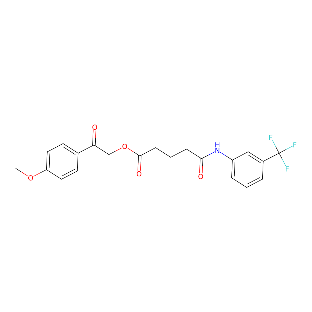 2-(4-Methoxyphenyl)-2-oxoethyl 5-oxo-5-((3-(trifluoromethyl)phenyl)amino)pentanoate molecular structure, CAS 351989-42-9