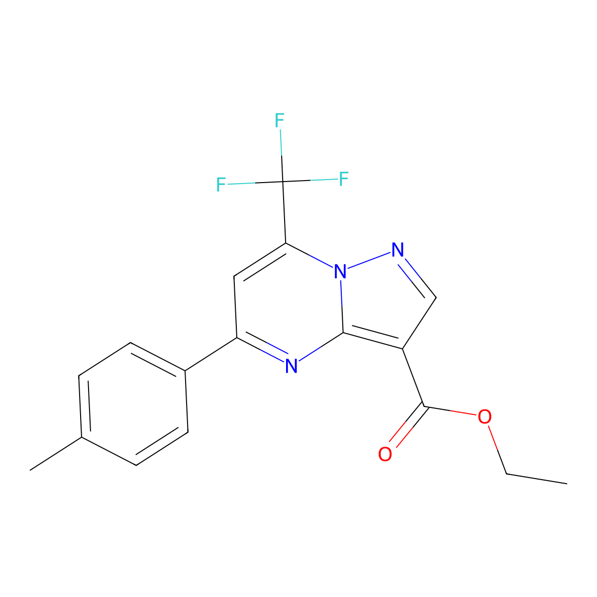 Ethyl 5-(P-tolyl)-7-(trifluoromethyl)pyrazolo[1,5-A]pyrimidine-3-carboxylate molecular structure, CAS 351989-80-5