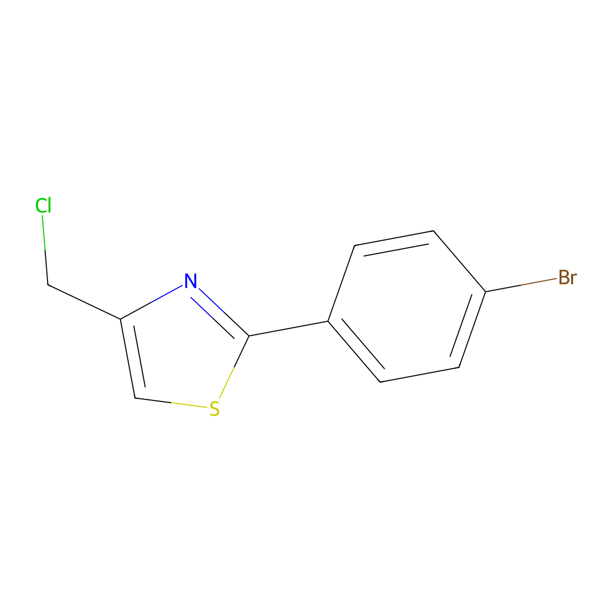 2-(4-Bromophenyl)-4-(chloromethyl)-1,3-thiazole molecular structure, CAS 35199-19-0