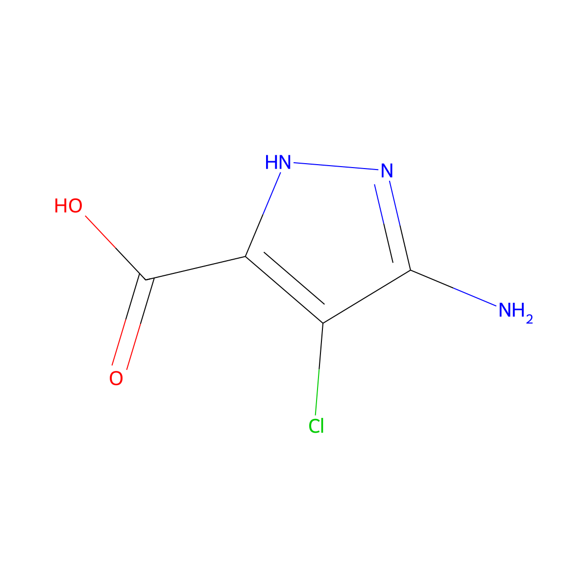 3-amino-4-chloro-1H-pyrazole-5-carboxylic acid molecular structure, CAS 351990-69-7