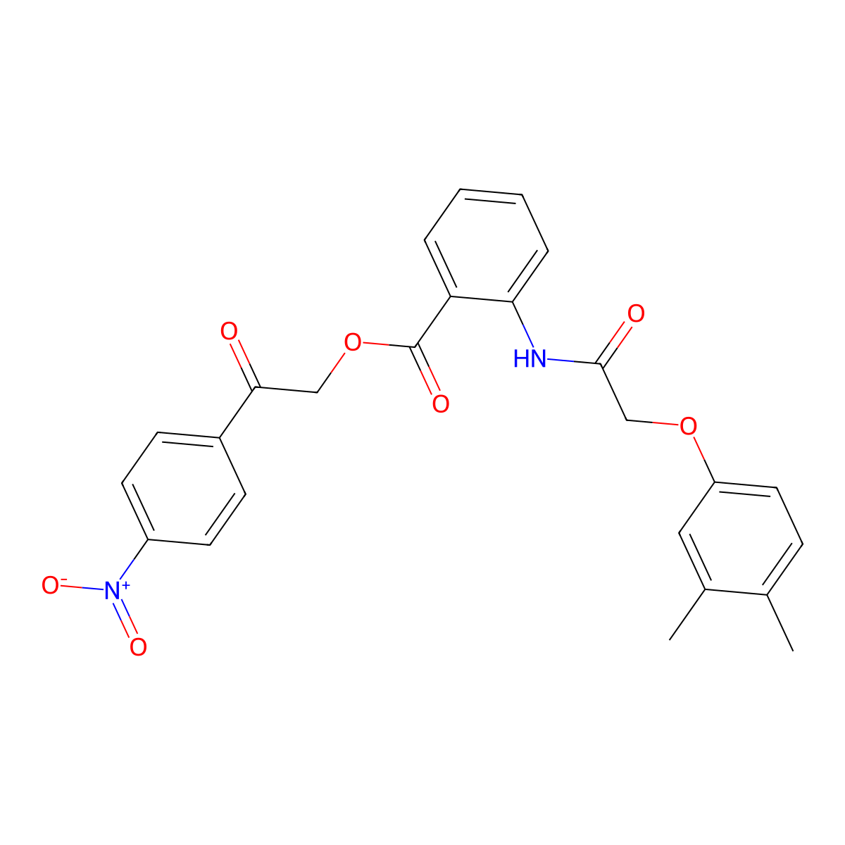 2-(4-Nitrophenyl)-2-oxoethyl 2-[[2-(3,4-dimethylphenoxy)acetyl]amino]benzoate molecular structure, CAS 351990-75-5