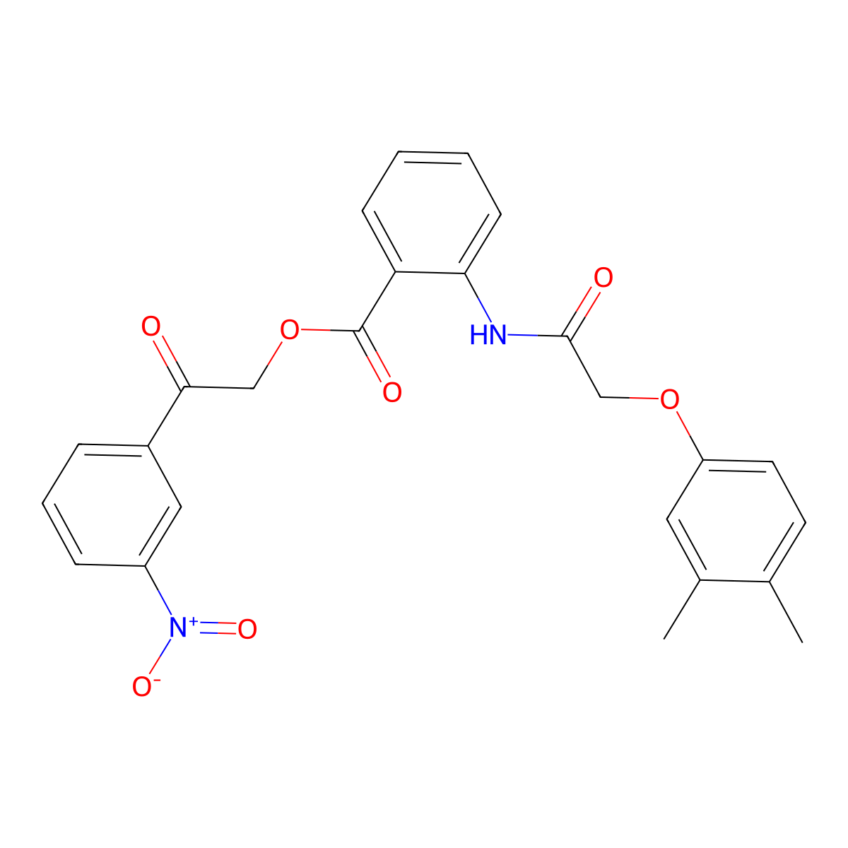 2-(3-Nitrophenyl)-2-oxoethyl 2-{[(3,4-dimethylphenoxy)acetyl]amino}benzoate molecular structure, CAS 351990-80-2