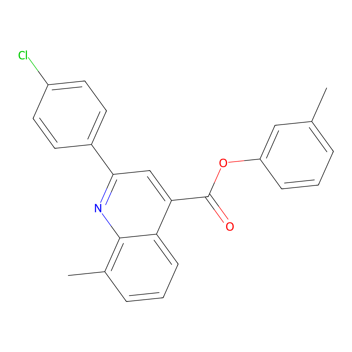 3-Methylphenyl 2-(4-chlorophenyl)-8-methyl-4-quinolinecarboxylate molecular structure, CAS 351992-41-1