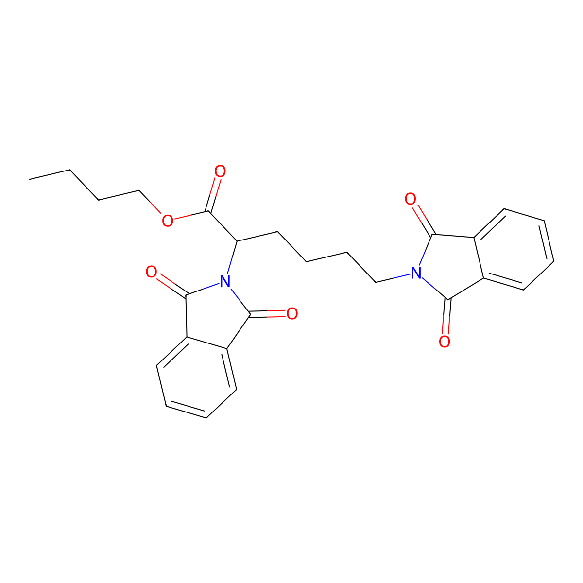 butyl 2,6-bis(1,3-dioxo-1,3-dihydro-2H-isoindol-2-yl)hexanoate molecular structure, CAS 351992-66-0