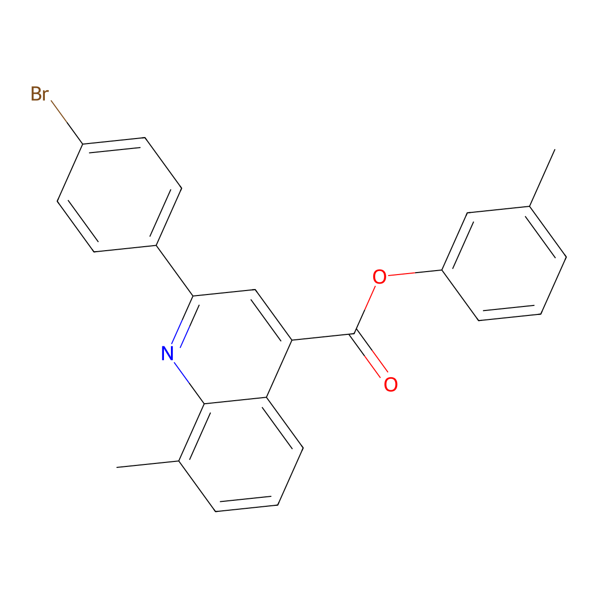 3-Methylphenyl 2-(4-bromophenyl)-8-methyl-4-quinolinecarboxylate molecular structure, CAS 351992-68-2