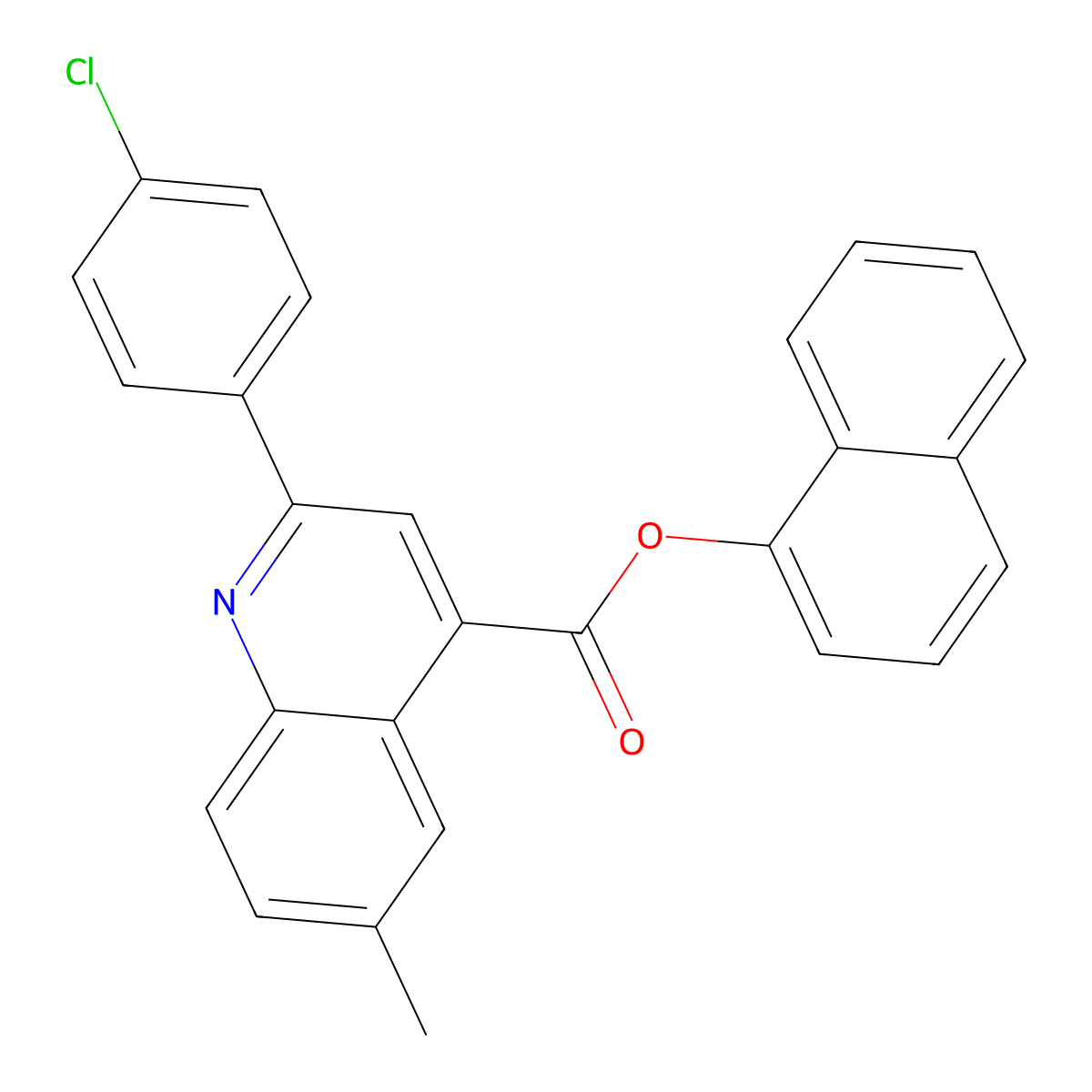1-Naphthyl 2-(4-chlorophenyl)-6-methyl-4-quinolinecarboxylate molecular structure, CAS 351992-81-9