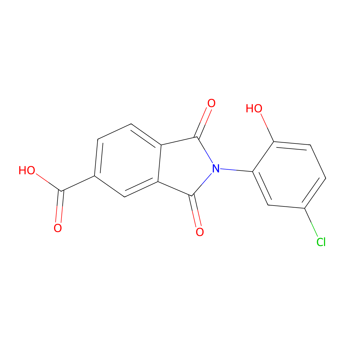 2-(5-chloro-2-hydroxyphenyl)-1,3-dioxo-2,3-dihydro-1H-isoindole-5-carboxylic acid molecular structure, CAS 351992-84-2