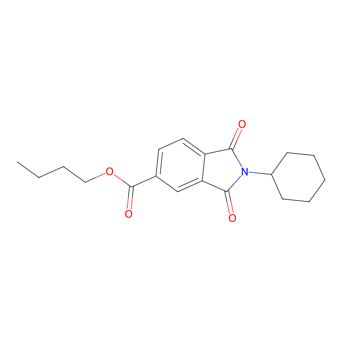 Butyl 2-cyclohexyl-1,3-dioxoisoindoline-5-carboxylate molecular structure, CAS 351993-25-4