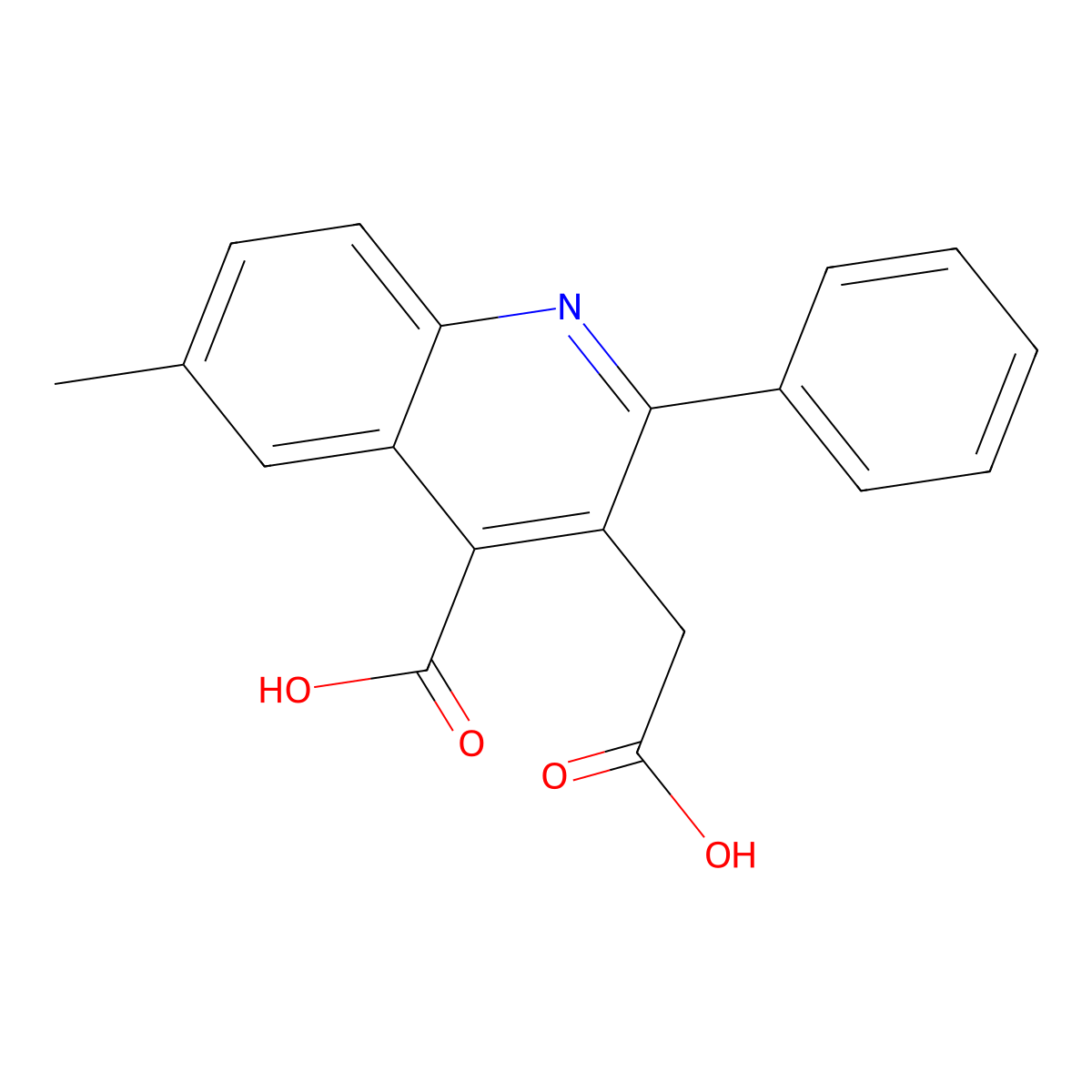 3-(Carboxymethyl)-6-methyl-2-phenylquinoline-4-carboxylic acid molecular structure, CAS 351993-42-5