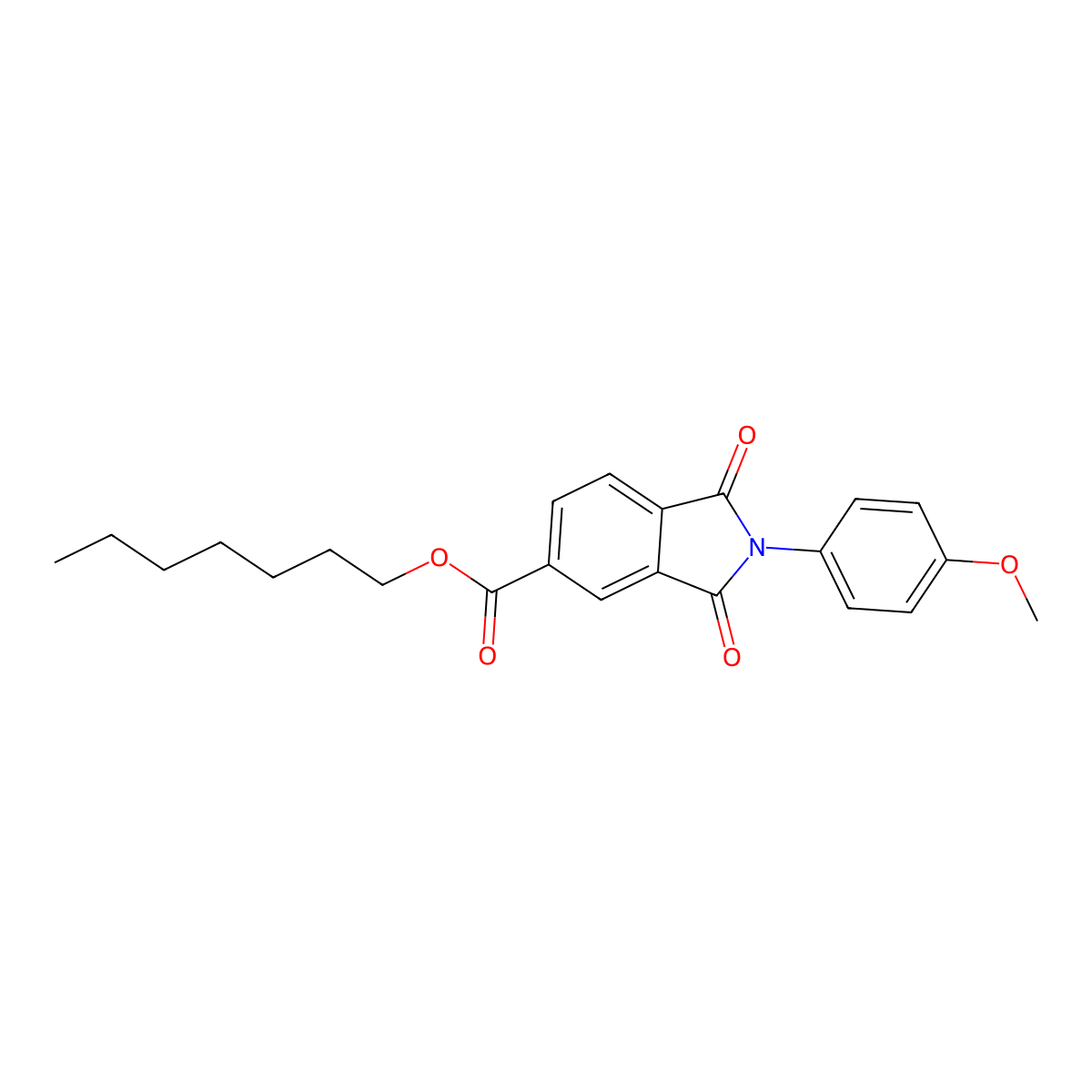 Heptyl 2-(4-methoxyphenyl)-1,3-dioxo-5-isoindolinecarboxylate molecular structure, CAS 351993-51-6