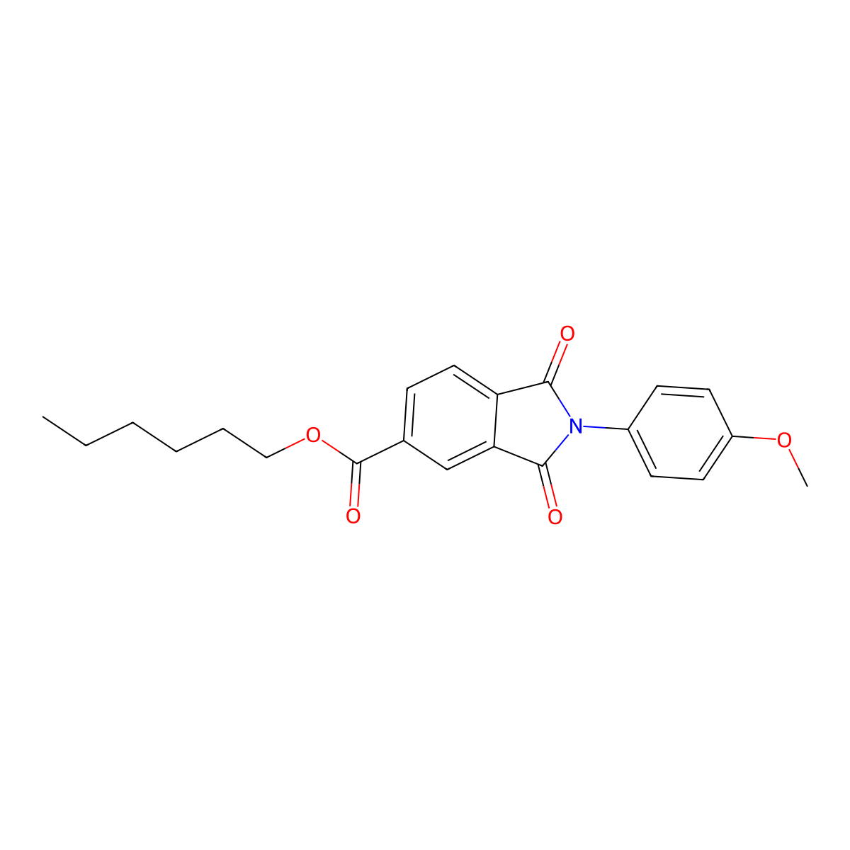 Hexyl 2-(4-methoxyphenyl)-1,3-dioxoisoindoline-5-carboxylate molecular structure, CAS 351993-86-7